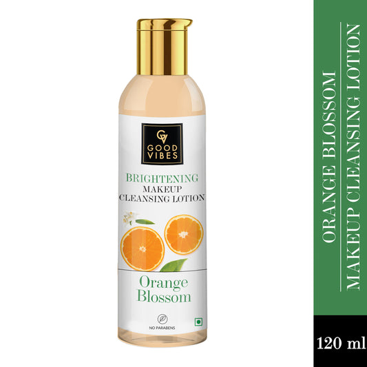 Good Vibes Orange Blossom Brightening Makeup Cleansing Lotion | Cleansing, Hydrating, Refreshing | No Parabens, No Animal Testing (120 ml) - Good Vibes
