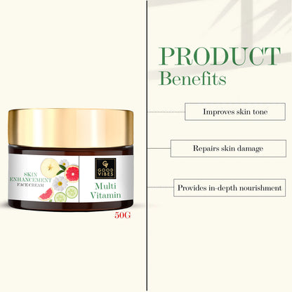 Good Vibes Skin Multi-Vitamin Enhancement Face Cream | Moisturizing, Nourishing | No Parabens, No Sulphates, No Mineral Oil, No Animal Testing (50 gm) - Good Vibes image 3