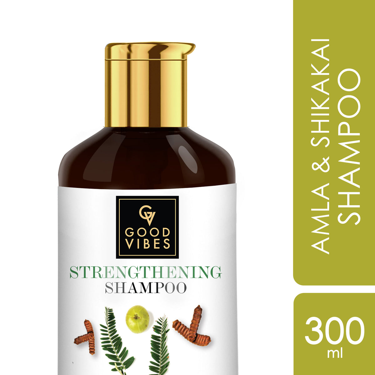 Good Vibes Amla Shikakai Strengthening Shampoo | With Neem | Hair Growth, Shine | No Parabens, No Animal Testing (300 ml) - Good Vibes