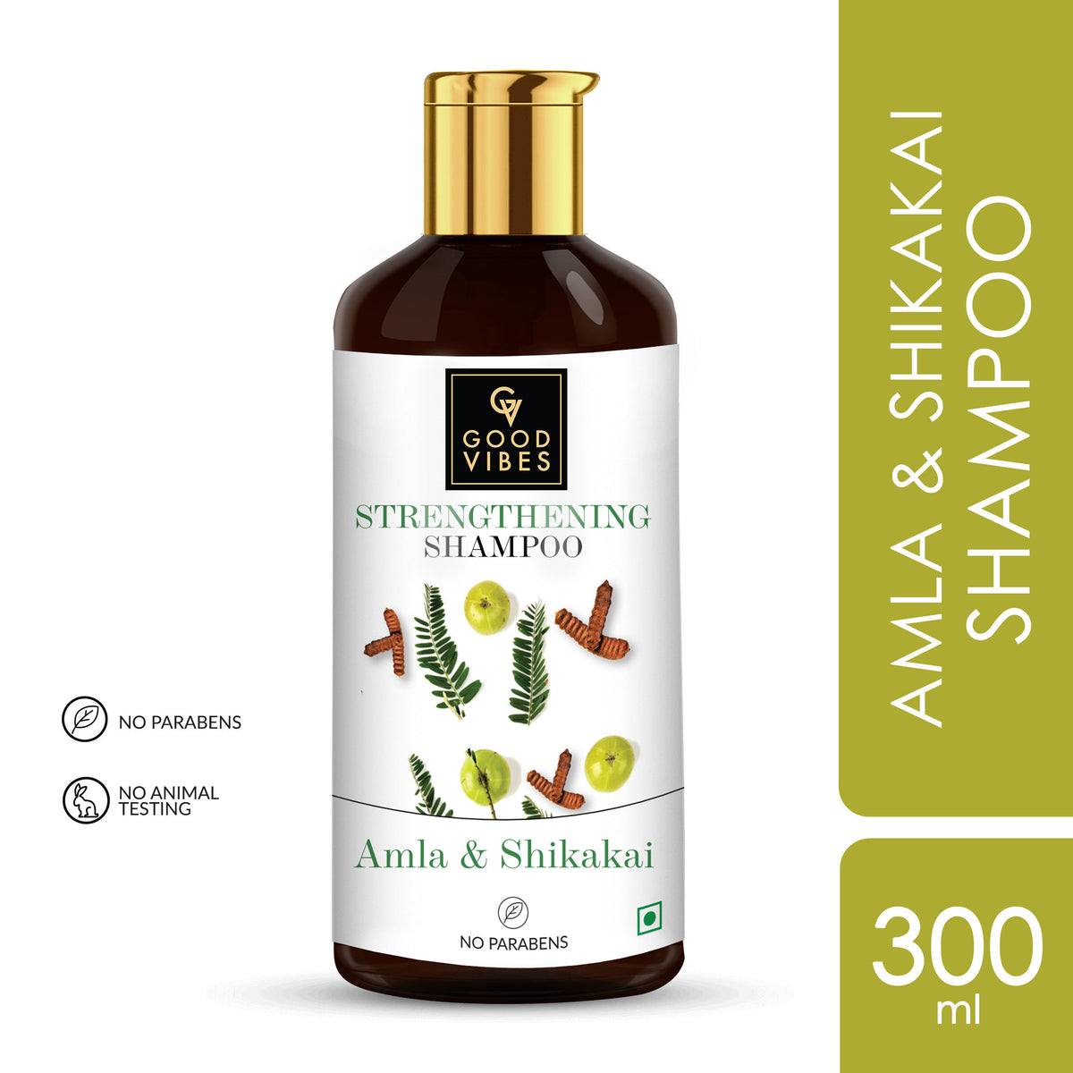 Good Vibes Amla Shikakai Strengthening Shampoo | With Neem | Hair Growth, Shine | No Parabens, No Animal Testing (300 ml) - Good Vibes image 2