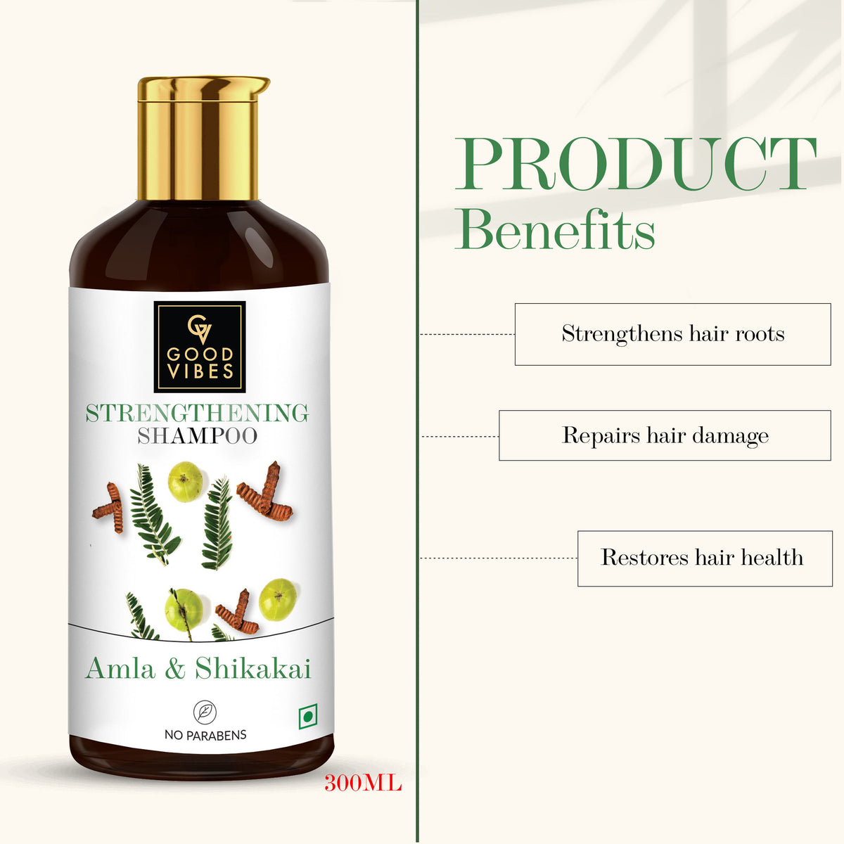 Good Vibes Amla Shikakai Strengthening Shampoo | With Neem | Hair Growth, Shine | No Parabens, No Animal Testing (300 ml) - Good Vibes image 5