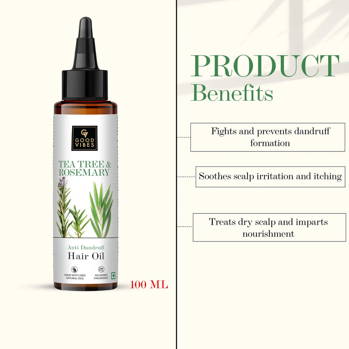 Good Vibes Tea Tree & Rosemary Anti Dandruff Hair Oil (100 ml) - Good Vibes image 5