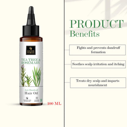 Good Vibes Tea Tree & Rosemary Anti Dandruff Hair Oil (100 ml) - Good Vibes image 5