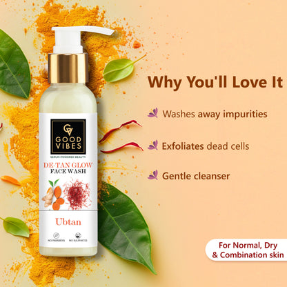 Good Vibes Ubtan CTSM De- tan Glow with (Fash wash 120ml + Toner 120ml+ Serum 30ml + Day cream 50 gm) - Good Vibes image 3