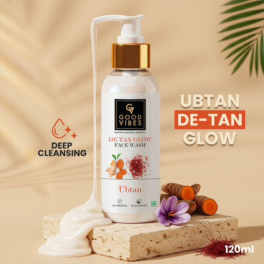 Good Vibes Ubtan De Tan Glow Face Wash | Tan Removal Brightening Cleansing | Gentle Face Wash (120 ml) - Good Vibes