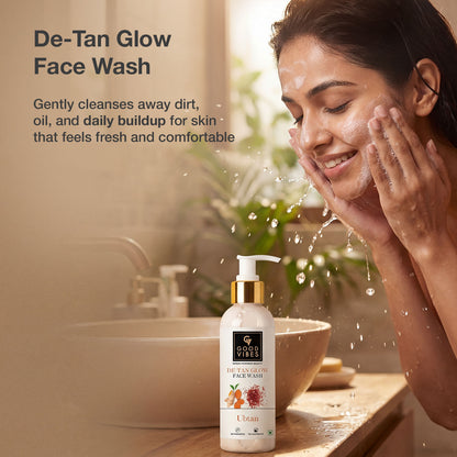 Good Vibes Ubtan De-Tan Glow Kit | Face Wash 120 ml + Face Serum 15 ml + Night Cream 30 gm + Vitamin C SPF 50 PA++++ Sunscreen 50 gm | Combo of 4 - Good Vibes image 3
