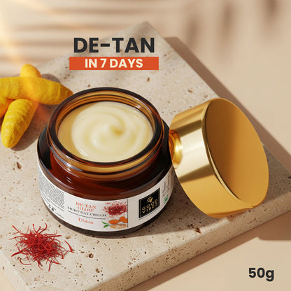 Good Vibes Ubtan De-tan Glow Light Day Cream with Power of Serum | Oil free, Tan free, Depigmentation (50 gm) - Good Vibes
