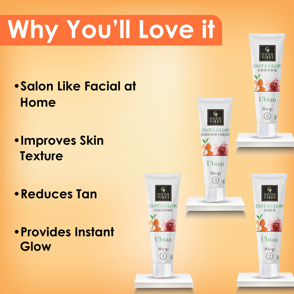 Good Vibes Ubtan Insta Glow Facial Kit (40 gm) - Good Vibes image 3