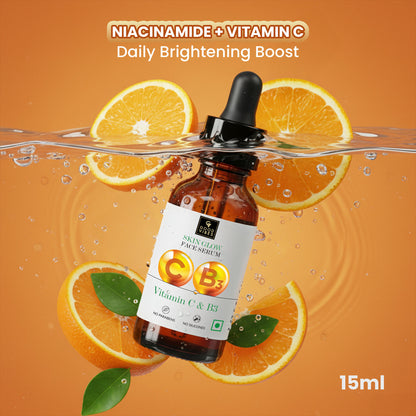 Good Vibes Vitamin C & B3 (Niacinamide) Skin Glow Face Serum | Free 50% Product Extra| With Orange | Easy Absorption | No Parabens, No Silicones, No Sulphates, No Animal Testing (15 ml) - Good Vibes