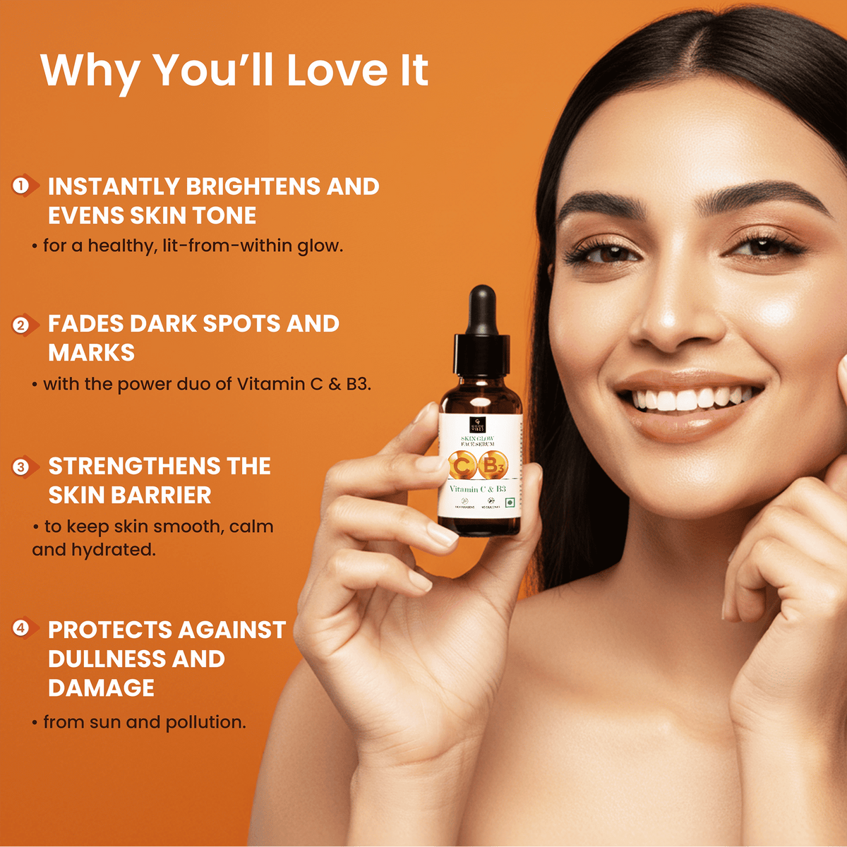 Good Vibes Vitamin C & B3 (Niacinamide) Skin Glow Face Serum | Free 50% Product Extra| With Orange | Easy Absorption | No Parabens, No Silicones, No Sulphates, No Animal Testing (15 ml) - Good Vibes image 2