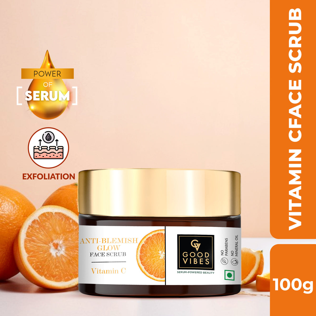 Good Vibes Vitamin C Anti-Blemish Glow Face Scrub (100 gm) - Good Vibes