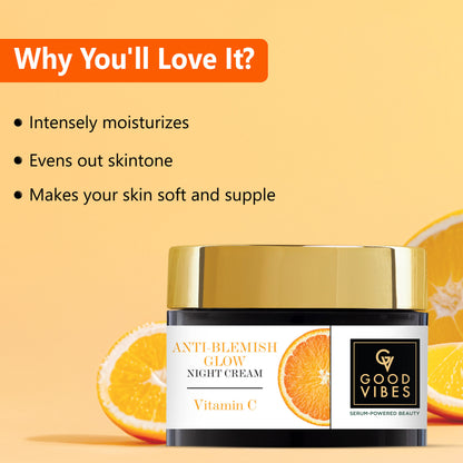 Good Vibes Anti-Blemish Vitamin C Glow Night Cream | Spotless, Brightening, Depigmentation, Reduces dark spot, Skin renewing, Sleep treatment (50 gm) - Good Vibes image 4
