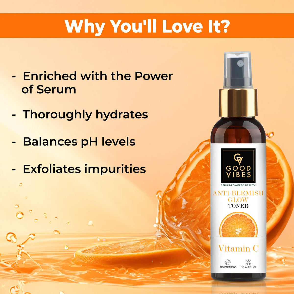 Good Vibes Vitamin C Cleanse + Tone Combo | Vitamin C Glow Foaming Face Wash 150ml | Anti Blemish Glow Toner Vitamin C 120ml - Combo of 2 - Good Vibes image 4