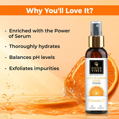 Good Vibes Vitamin C Cleanse + Tone Combo | Vitamin C Glow Foaming Face Wash 150ml | Anti Blemish Glow Toner Vitamin C 120ml - Combo of 2 - Good Vibes image 4