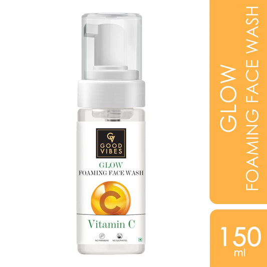 Good Vibes Vitamin C Glow Foaming Facewash | Brightening, Skin Illuminating (150 ml) - Good Vibes