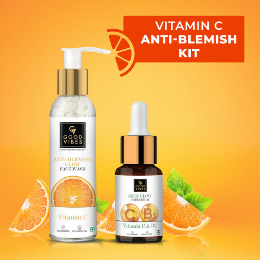 Good Vibes Vitamin C Skin Care Combo (Set of 2) - Face Serum (30 ml) & Facewash (120 ml) - Good Vibes