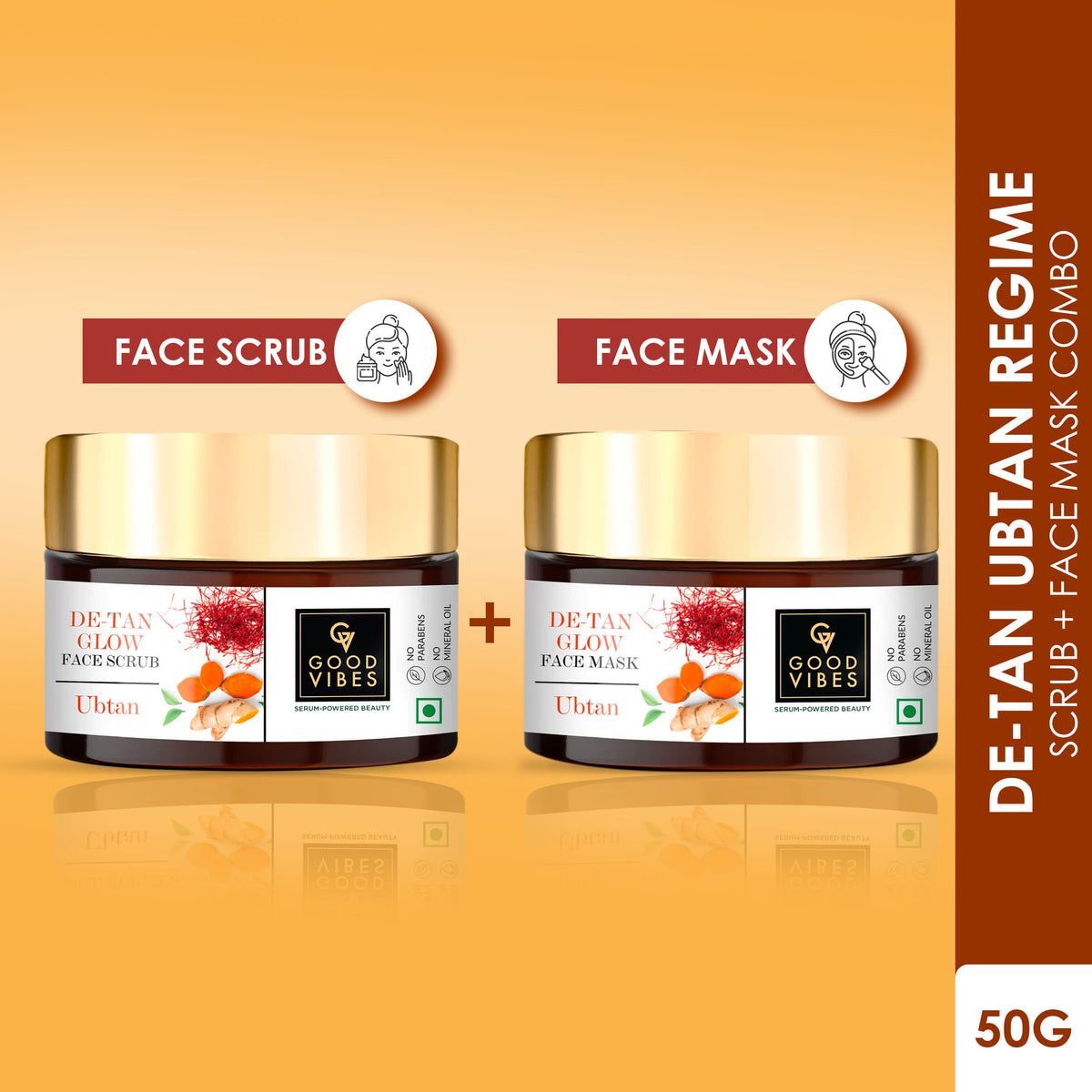 Good Vibes Weekly De- tan Ubtan Regime (Scrub + Face Mask 50 gm) - Good Vibes