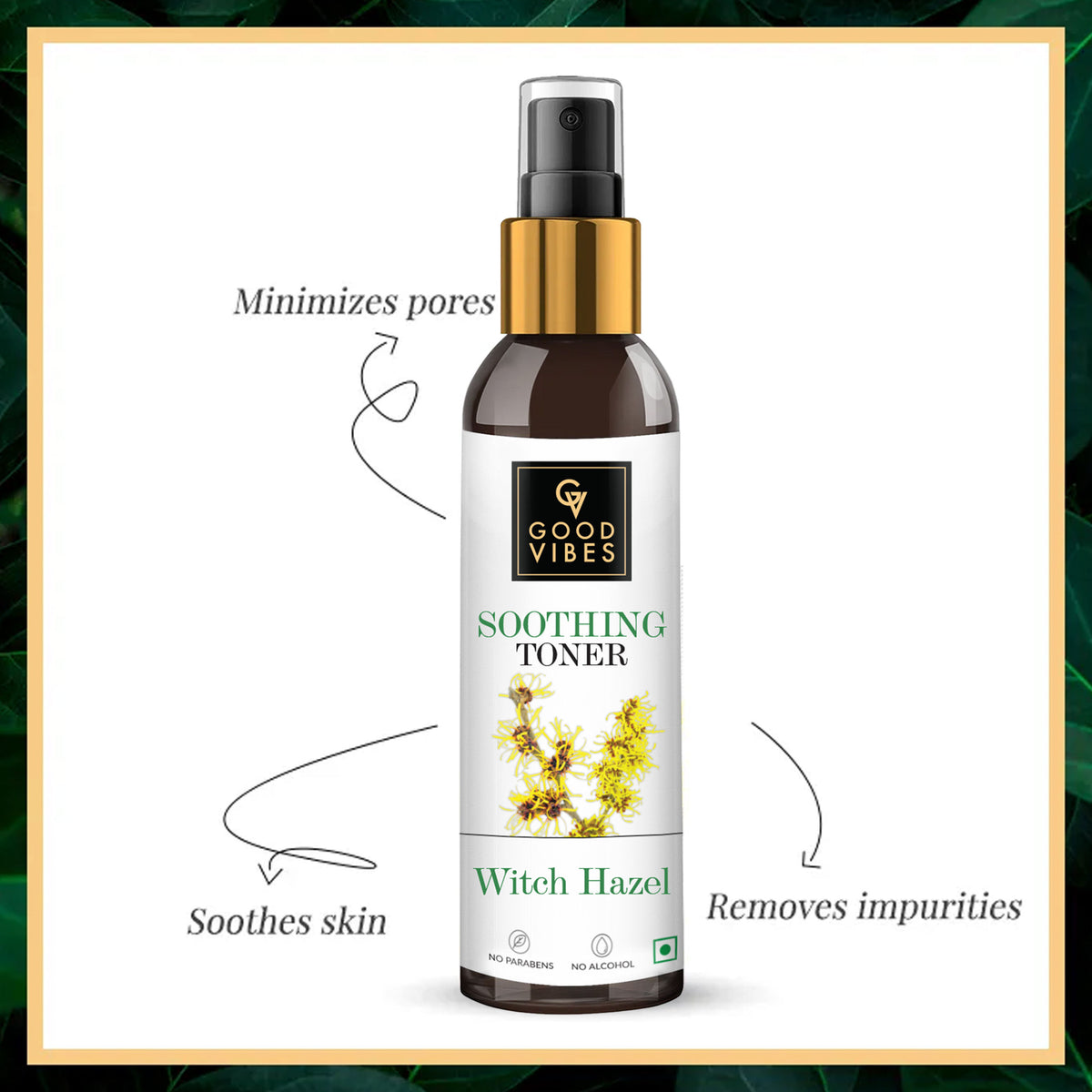 Good Vibes Witch Hazel Soothing Toner | Hydrating, Soothing | No Parabens, No Alcohol, No Sulphates, No Mineral Oil, No Animal Testing (120 ml) - Good Vibes image 3