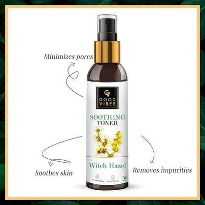 Good Vibes Witch Hazel Soothing Toner | Hydrating, Soothing | No Parabens, No Alcohol, No Sulphates, No Mineral Oil, No Animal Testing (120 ml) - Good Vibes image 3