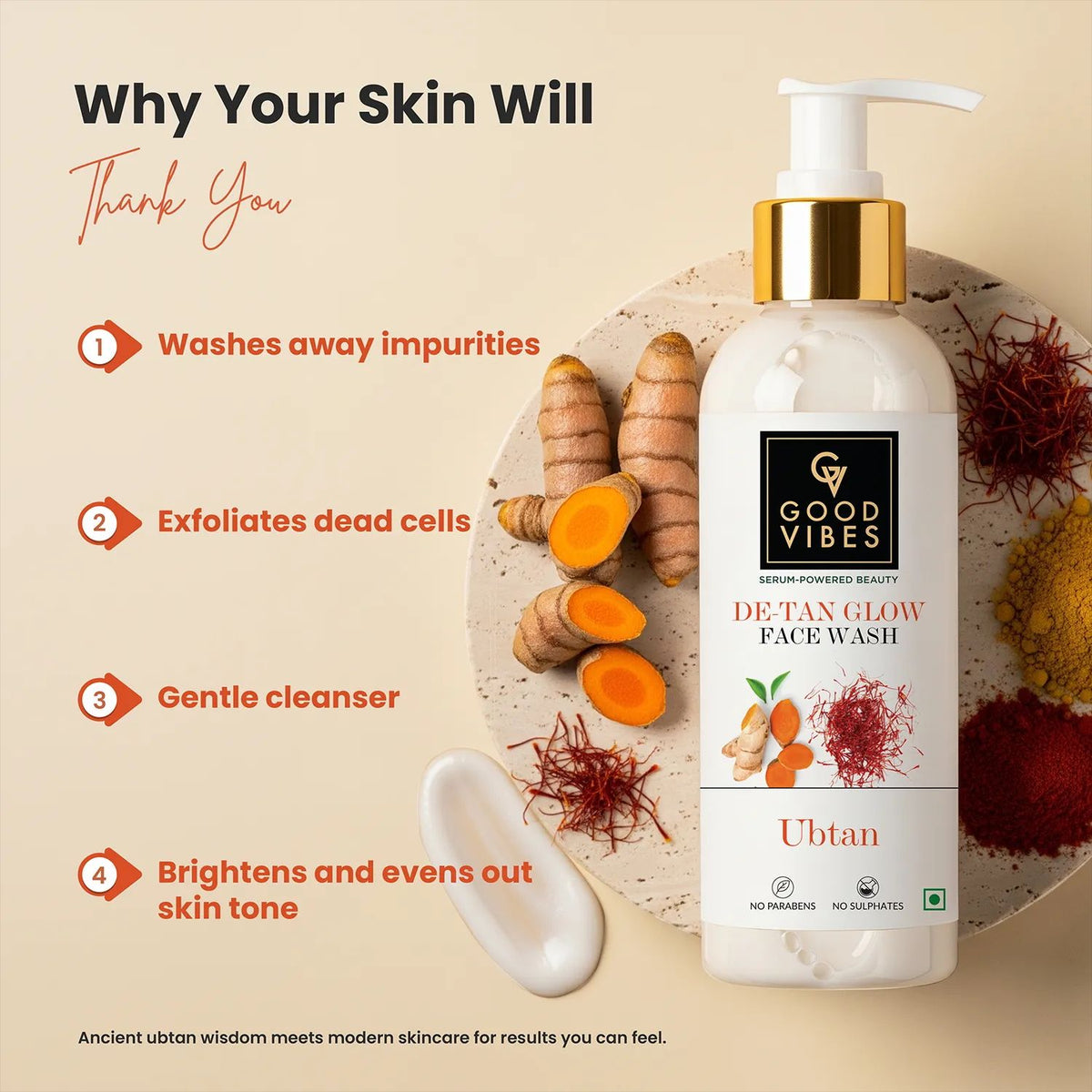Good Vibes X DERMDOC X Alps Goodness Natural De-Tan Glow Combo | Good Vibes Ubtan Face Wash (120 ml) | Good Vibes Ubtan Insta Glow Powder (50 gm) | Alps Goodness Fermented Rice Water (100 ml) | DermDoc 4% Niacinamide Day Cream (50 gm) Combo of 4 - Good Vibes image 3