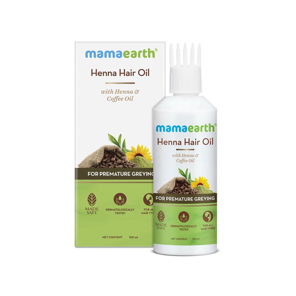 Mamaearth Henna Hair Oil, for Grey Hair, with Henna & Coffee Oil for Premature Greying - 150 ml
