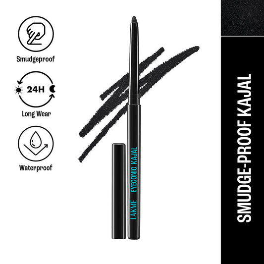 Lakme 9 to 5 Eyeconic Kajal, Waterproof, Smudge-Proof, lasts 24 Hrs, Sparkling Black, 0.35 g