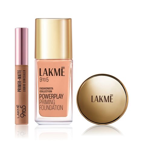 Lakme 9 to 5 Face Combo - Fair (Lakme 9to5 Primer+Matte Liquid Concealer 34 Almond, 5.4 ml + Lakme 9 to 5 Primer + Matte Powder Foundation