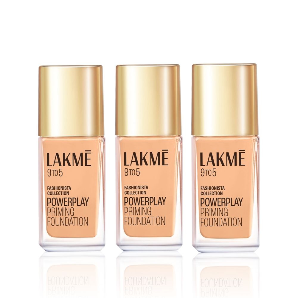 Lakme 9 To 5 Fashionista Collection Powerplay Priming Foundation - Warm Creme W120 – Pack of 3