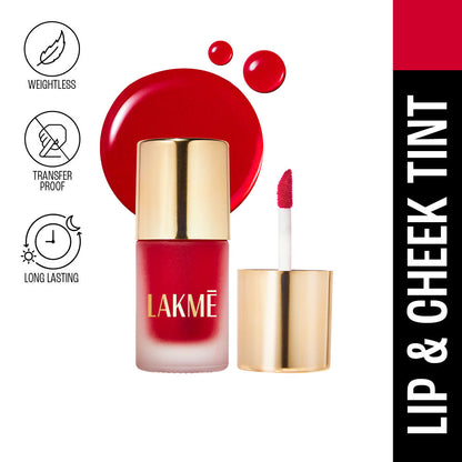 Lakme 9to5 Double Duty Lip & Cheek Water Stain Sunset Kiss - Transfer-Proof, Easy to Apply, Long-Lasting - 9 ml