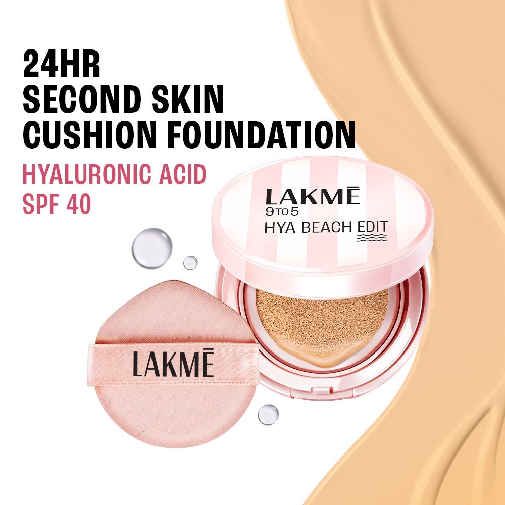 Lakme 9to5 Hya Beach Edit Cushion Foundation W120 Warm Creme- 12 g
