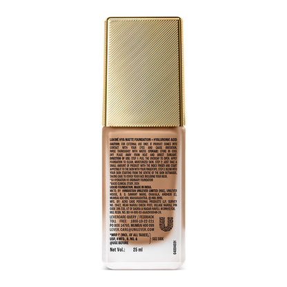 Lakme 9to5 Hya Matte Foundation + Hyaluronic Acid Warm Caramel - 25 ml - Image 2