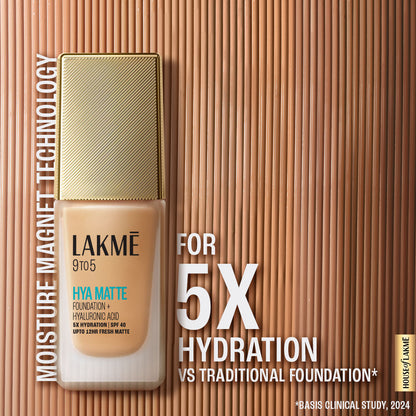 Lakme 9to5 Hya Matte Foundation + Hyaluronic Acid Warm Creme - 25 ml - Image 2