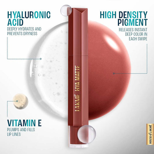 Lakme 9to5 Hya Matte Lip Liquid + Hyaluronic Acid Meetup Mauve 5.3 ml - Image 2