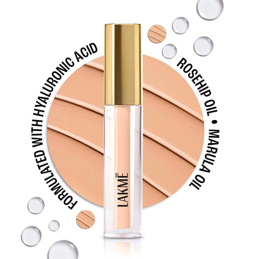 Lakme 9to5 Hya Matte Liquid Concealer With Hyaluronic Acid, Rosehip Oil, Marula Oil, Ultra Breathable Finish, Weightless Formula - Ivory - 2 ml