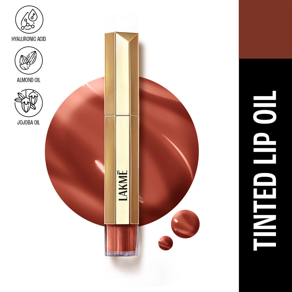 Lakme 9to5 Overtime Shine Tinted Lip Oil With Vitamin E, Shea Butter and Hyaluronic Acid, For Hydrated and Glossy Lips - Cocoa Truffle - 5.3 ml