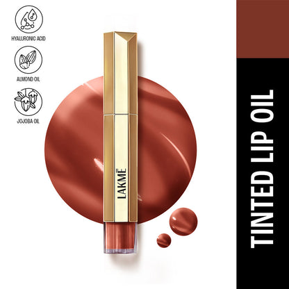 Lakme 9to5 Overtime Shine Tinted Lip Oil With Vitamin E, Shea Butter and Hyaluronic Acid, For Hydrated and Glossy Lips - Cocoa Truffle - 5.3 ml