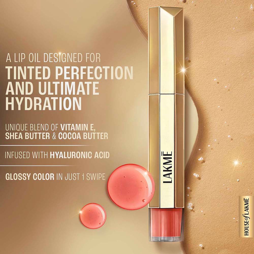 Lakme 9to5 Overtime Shine Tinted Lip Oil With Vitamin E, Shea Butter and Hyaluronic Acid, For Hydrated and Glossy Lips - Cocoa Truffle - 5.3 ml - Image 5