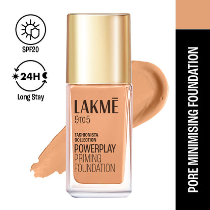 Lakme 9 To 5 Fashionista Collection Powerplay Priming Foundation - Warm Beige W240 (25 ml)