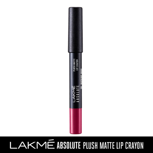 Lakme Absolute Plush Matte Lip Crayon 201 Raspberry Shock (2.8 g) - Image 2