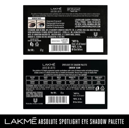 Lakme Absolute Spotlight Eye Shadow Palette, Smokin Glam (12 g) - Image 4
