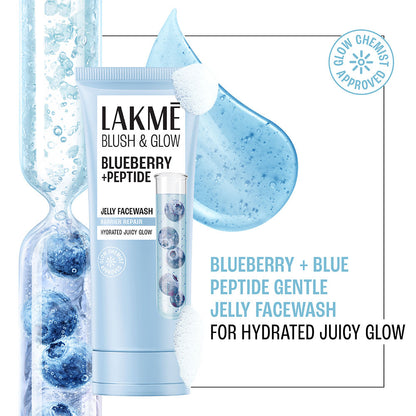 Lakme Blush & Glow Blueberry + Blue Peptide Gentle Jelly Face Wash for Dry and Dehydrated Skin - 100 g