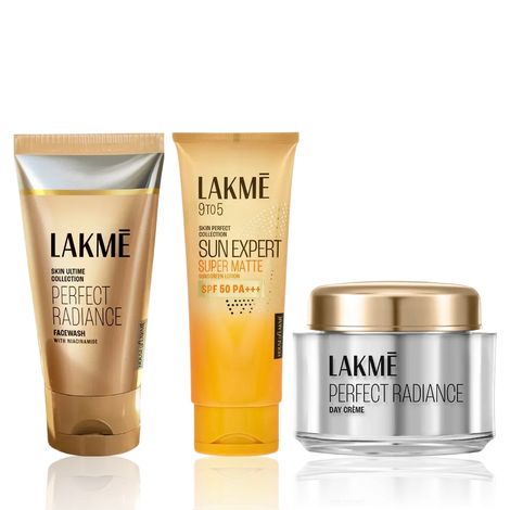 Lakme Brightening Day Care Trio (Brightening Face Wash 50 g + Day Cream 50 g + Matte Sunscreen SPF 50 50 ml) Combo of 3