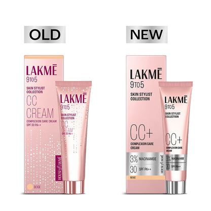 Lakme 9 to 5 CC Cream Beige with 3% Niacinamide Complex SPF 30 PA++ – 30 g - Image 2