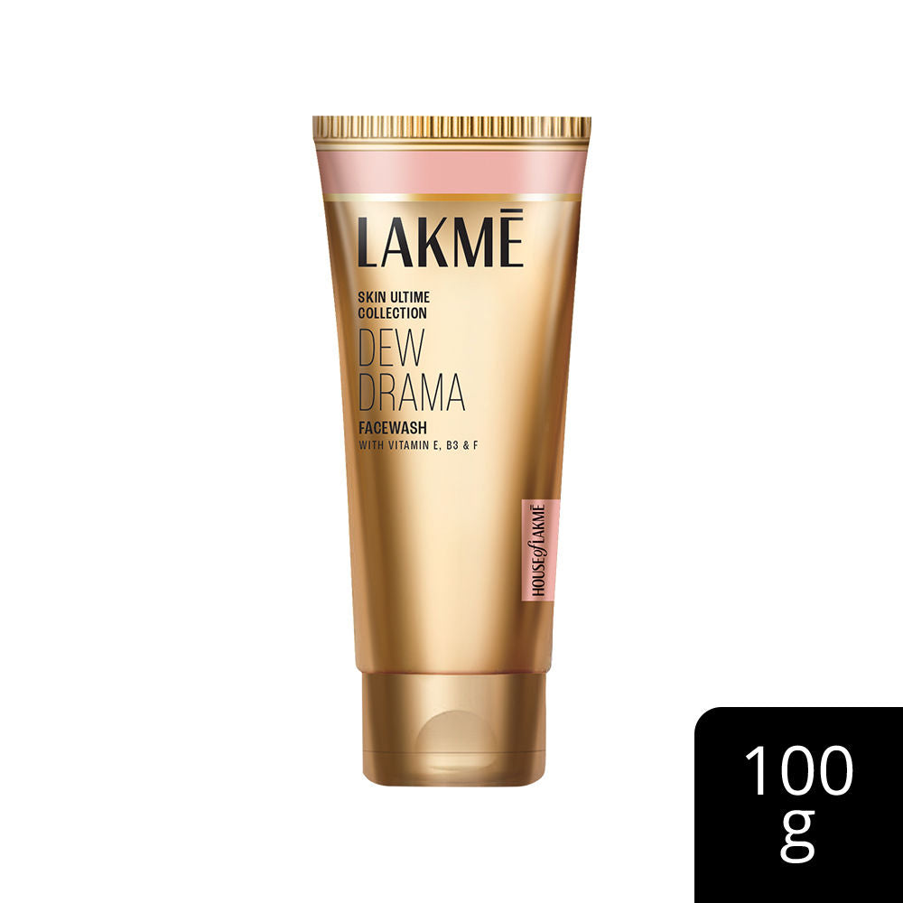 Lakme Dew Drama Face Wash with Pro-Ceramides & 6% Vitamin E + B3 + F Complex for Glowing Skin, 100 g