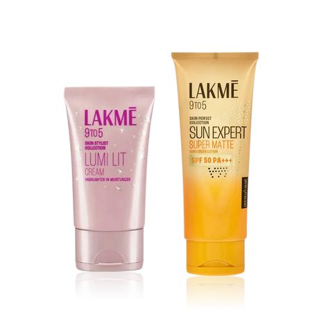 Lakme Double Dew Strobe & Screen (Mat Sunscreen SPF 50 PA+++ – 50 ml + Lumi Strobe Cream Dewy Rose – 30 g) Combo of 2