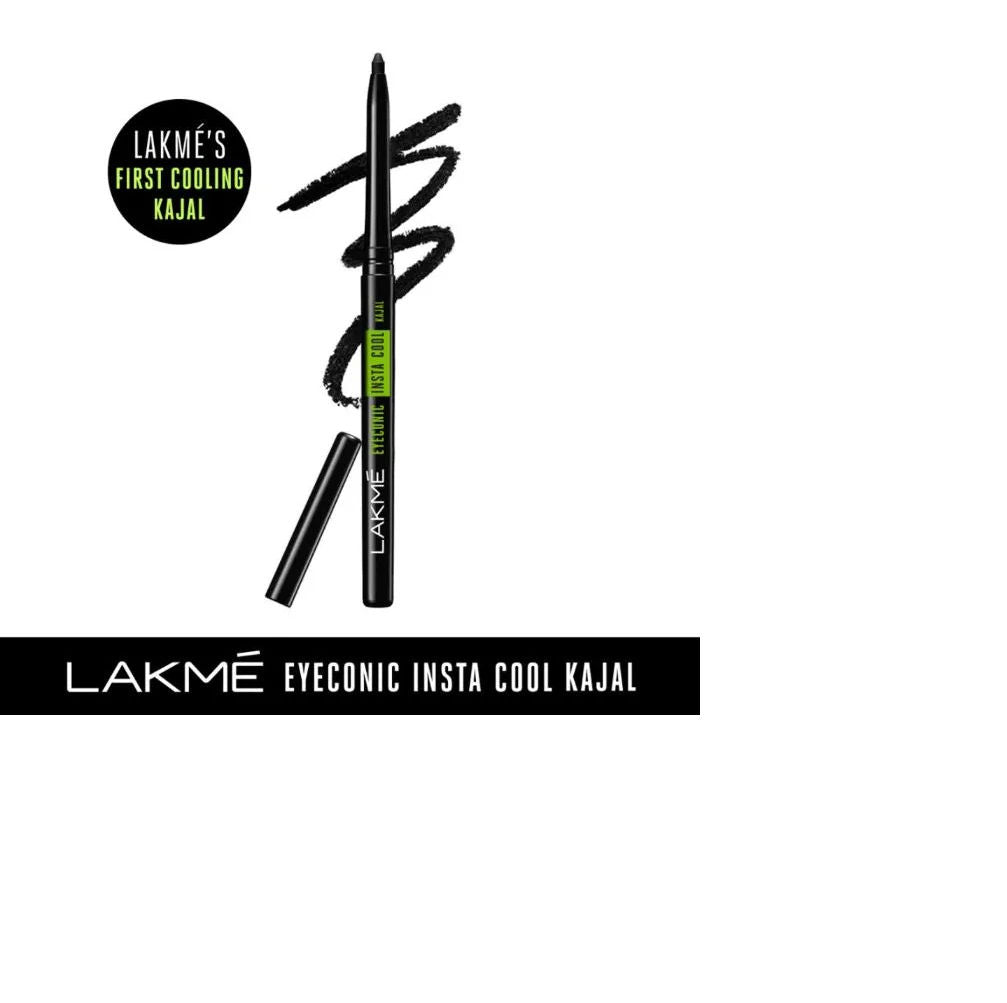 Lakme Eyeconic Combo (Lakme Eyeconic Pro Brush Liner, Black, 1.2 ml + Lakme Eyeconic Curling Mascara - Black (9 ml) + Lakme Eyeconic Insta Cool - Image 2