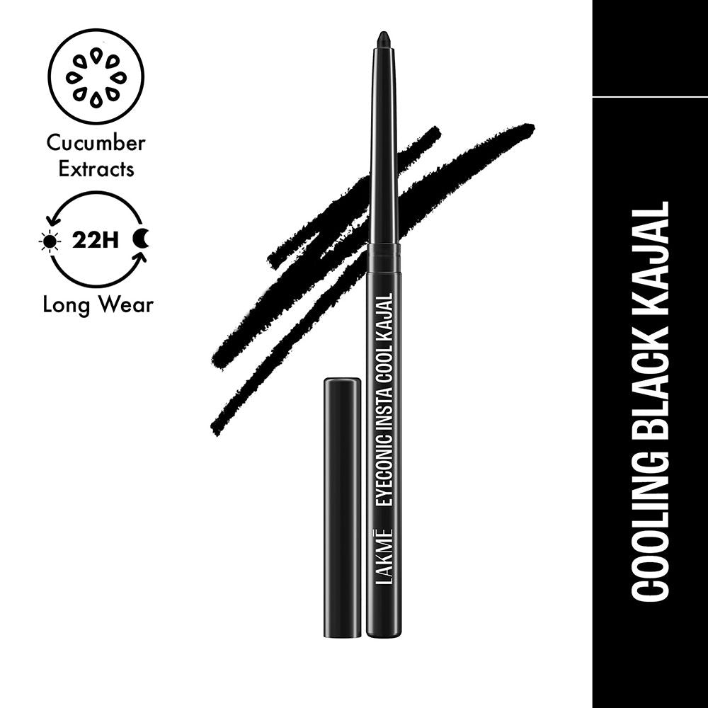 Lakme Eyeconic Insta Cool Kajal, Black, 0.35 g