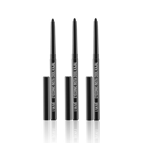 Lakme Eyeconic Insta Cool Kajal Black 0.35 g (Pack of 3)