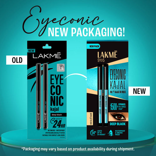 Lakme 9 to 5 Eyeconic Kajal Twin Pack, lasts upto 24hrs, Pack of 2- Deep Black, 0.35 g + 0.35 g - Image 2