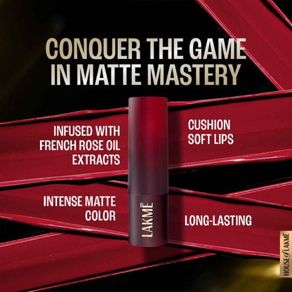 Lakme Forever Matte Lipstick, Made With French Rose Oil Extracts, Red Aurora, 4.5 g - Image 5